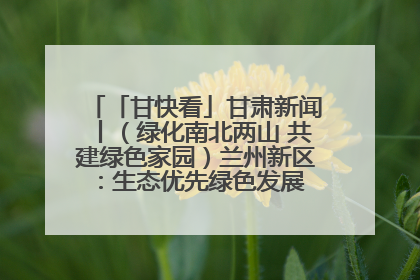 「甘快看」甘肃新闻丨（绿化南北两山 共建绿色家园）兰州新区：生态优先绿色发展 打造生态环保示范区