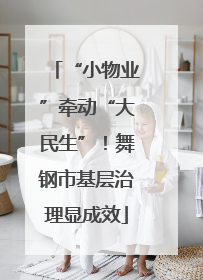 “小物业”牵动“大民生”！舞钢市基层治理显成效