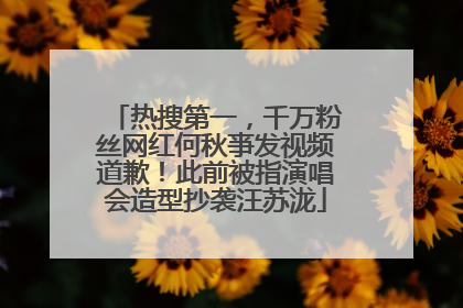 热搜第一，千万粉丝网红何秋亊发视频道歉！此前被指演唱会造型抄袭汪苏泷