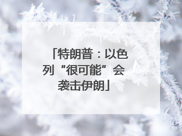 特朗普：以色列“很可能”会袭击伊朗