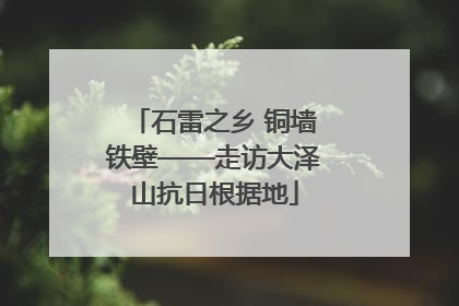 石雷之乡 铜墙铁壁——走访大泽山抗日根据地