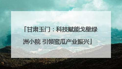 甘肃玉门：科技赋能戈壁绿洲小院 引领蜜瓜产业振兴