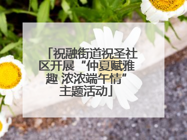 祝融街道祝圣社区开展“仲夏赋雅趣 浓浓端午情”主题活动