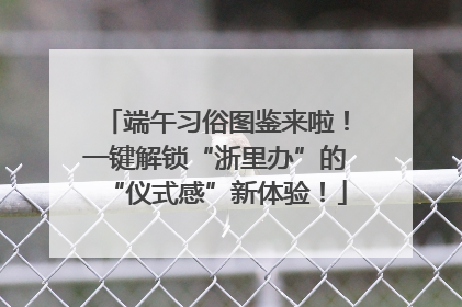 端午习俗图鉴来啦！一键解锁“浙里办”的“仪式感”新体验！
