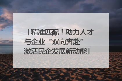 精准匹配！助力人才与企业“双向奔赴” 激活民企发展新动能