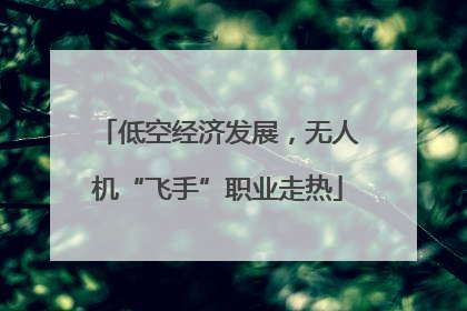 低空经济发展，无人机“飞手”职业走热