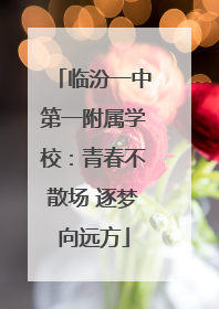 临汾一中第一附属学校：青春不散场 逐梦向远方