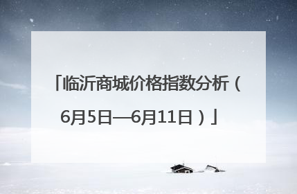 临沂商城价格指数分析（6月5日—6月11日）
