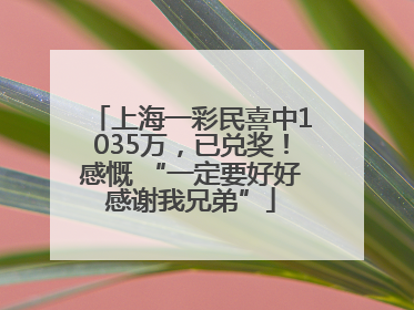 上海一彩民喜中1035万，已兑奖！感慨 “一定要好好感谢我兄弟”
