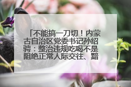 不能搞一刀切！内蒙古自治区党委书记孙绍骋：整治违规吃喝不是阻绝正常人际交往、黯淡人间烟火