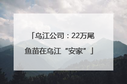 乌江公司：22万尾鱼苗在乌江“安家”