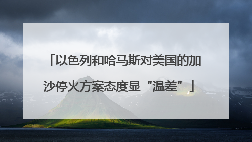 以色列和哈马斯对美国的加沙停火方案态度显“温差”