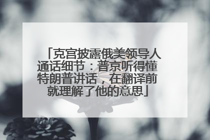 克宫披露俄美领导人通话细节：普京听得懂特朗普讲话，在翻译前就理解了他的意思