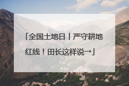 全国土地日丨严守耕地红线！田长这样说→