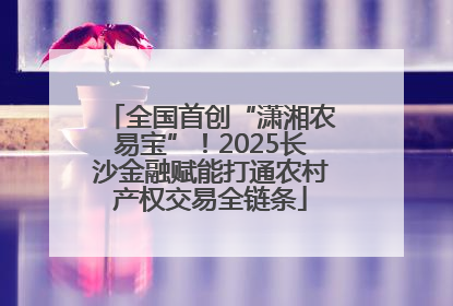 全国首创“潇湘农易宝”！2025长沙金融赋能打通农村产权交易全链条