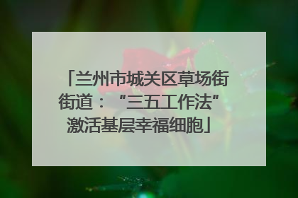兰州市城关区草场街街道：“三五工作法”激活基层幸福细胞