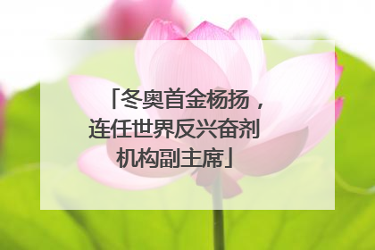 冬奥首金杨扬，连任世界反兴奋剂机构副主席