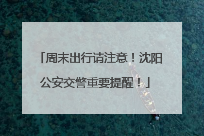 周末出行请注意！沈阳公安交警重要提醒！
