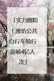 实力圈粉！潍坊公共自行车骑行量破4亿人次