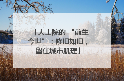 大士院的 “前生今世”：修旧如旧，留住城市肌理