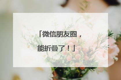 微信朋友圈，能折叠了！