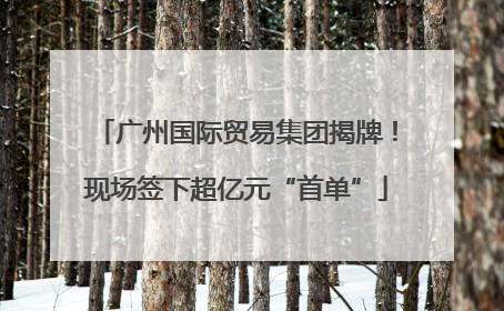 广州国际贸易集团揭牌！现场签下超亿元“首单”