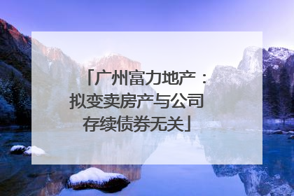 广州富力地产：拟变卖房产与公司存续债券无关