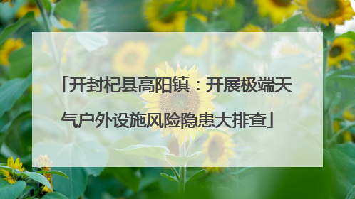 开封杞县高阳镇：开展极端天气户外设施风险隐患大排查