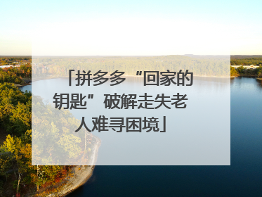 拼多多“回家的钥匙”破解走失老人难寻困境
