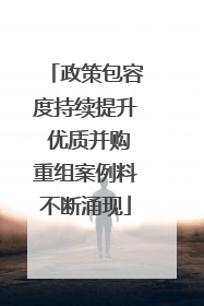 政策包容度持续提升 优质并购重组案例料不断涌现