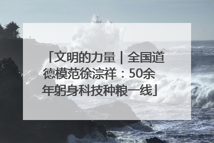 文明的力量｜全国道德模范徐淙祥：50余年躬身科技种粮一线