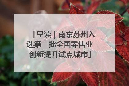 早读｜南京苏州入选第一批全国零售业创新提升试点城市