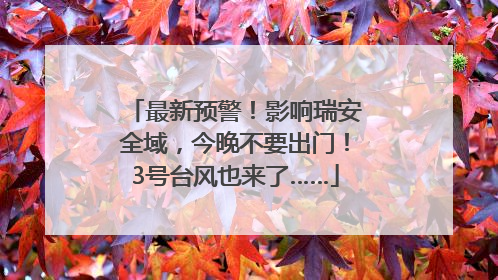 最新预警！影响瑞安全域，今晚不要出门！3号台风也来了……