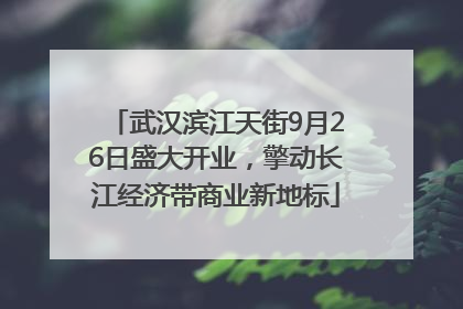 武汉滨江天街9月26日盛大开业，擎动长江经济带商业新地标