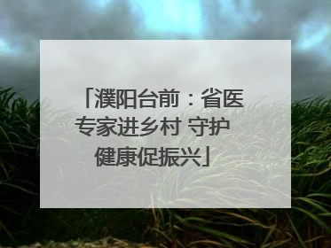 濮阳台前：省医专家进乡村 守护健康促振兴