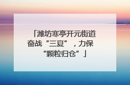 潍坊寒亭开元街道奋战“三夏”，力保“颗粒归仓”