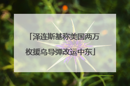 泽连斯基称美国两万枚援乌导弹改运中东