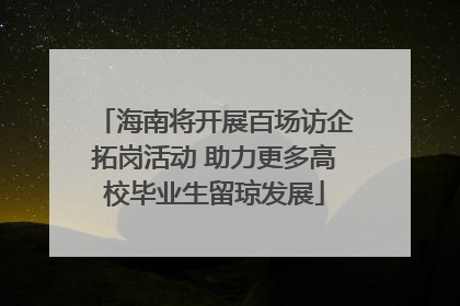 海南将开展百场访企拓岗活动 助力更多高校毕业生留琼发展