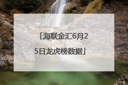 海联金汇6月25日龙虎榜数据
