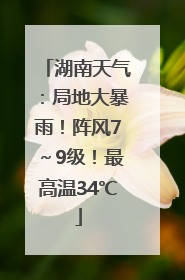 湖南天气：局地大暴雨！阵风7～9级！最高温34℃