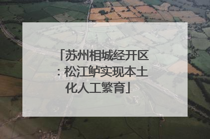 苏州相城经开区：松江鲈实现本土化人工繁育