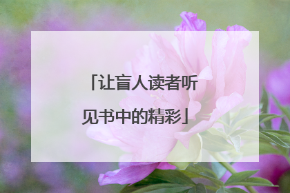 让盲人读者听见书中的精彩