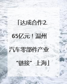 达成合作2.65亿元！温州汽车零部件产业“链接”上海