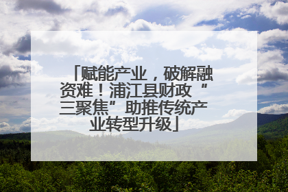 赋能产业，破解融资难！浦江县财政“三聚焦”助推传统产业转型升级