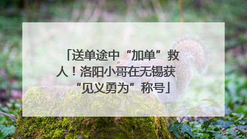 送单途中“加单”救人！洛阳小哥在无锡获“见义勇为”称号