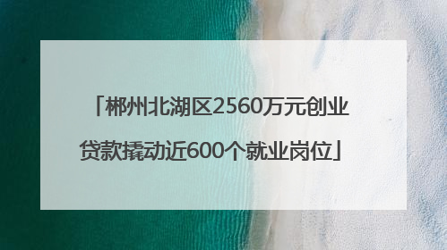 郴州北湖区2560万元创业贷款撬动近600个就业岗位