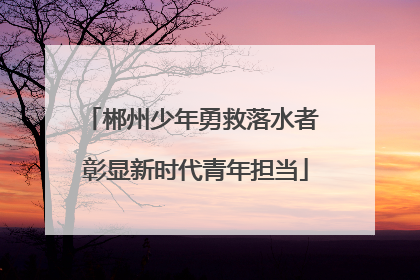 郴州少年勇救落水者 彰显新时代青年担当