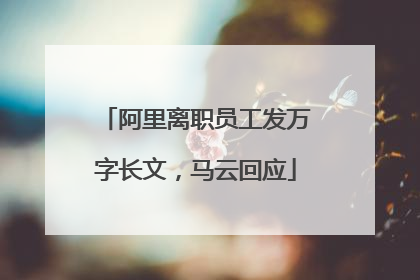 阿里离职员工发万字长文，马云回应