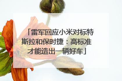 雷军回应小米对标特斯拉和保时捷：高标准才能造出一辆好车