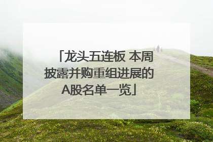 龙头五连板 本周披露并购重组进展的A股名单一览